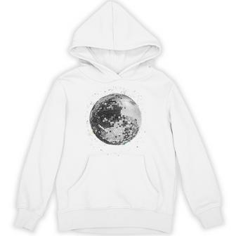 Black And White Disco Ball Club Retro Comfort Colors Crop Top Hoodie | Seseable UK