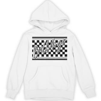 Bulldogs School Spirit Blue Bulldog Pride Checkered Print Hoodie - Thegiftio UK