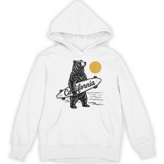 California Bear Surf Retro Beach Ocean Surfing Cali Hoodie - Thegiftio UK