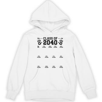 Class Of 2040 Grow With Me Handprint Kindergarten To 12Th Hoodie - Thegiftio UK