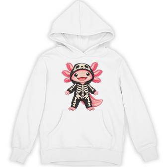 Cute Axolotl Skeleton Halloween Costume Kids Hoodie - Thegiftio UK