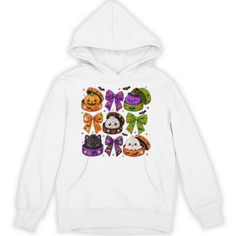 Cute Kawaii Anime Halloween Dumpling Ghost And Black Cat Hoodie - Thegiftio UK