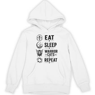 Eat Sleep Warrior Cat Repeat Fantasy Feline Hoodie - Thegiftio UK