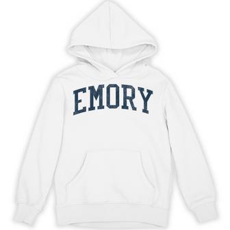 Emory Tx Vintage Athletic Sports Jsn2 Navy Print Hoodie - Thegiftio UK