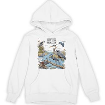 Field Guide To Herons Vintage Bird Watching Species Nature Hoodie - Thegiftio UK