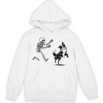 Border Collie Running Skeleton Halloween Hoodie - Thegiftio UK