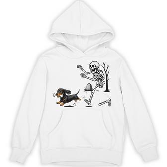 Dachshund Skeleton Bone Chase Halloween Hoodie - Thegiftio UK