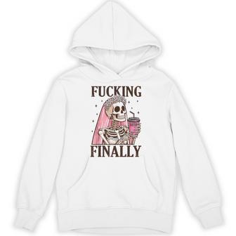Halloween Fucking Finally Bride Skeleton Engagement Hoodie - Thegiftio UK