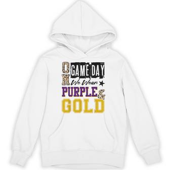 On Game Day Football We Wear Purple And Gold School Spirit Hoodie - Thegiftio UK