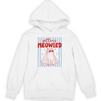 Getting Meowied Cat Bride Cat Wedding Bachelorette Hoodie - Thegiftio UK