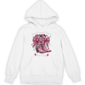 Give Breast Cancer The Boot Pink Cowgirl Western Hoodie - Thegiftio UK