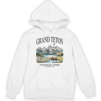 Grand Teton National Park Moose Mountain Lake Wildlife Hoodie - Thegiftio UK