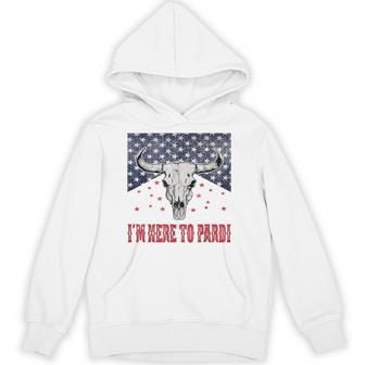 I'm Here To Pardi Vintage Retro Western Bull-Skull Hoodie - Thegiftio UK