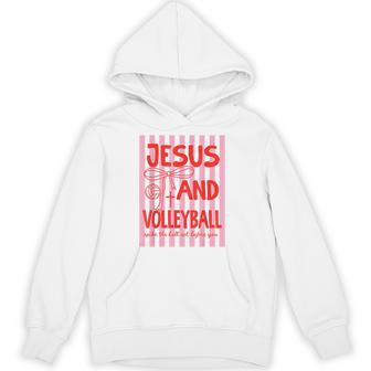 Jesus And Volleyball Spike The Ball Pink Bow Coquette Hoodie - Thegiftio UK