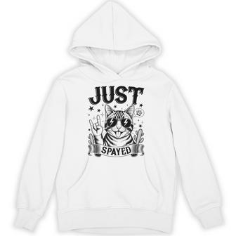 Just Spayed Retro Cat Cool Cat Lover Hoodie - Thegiftio UK