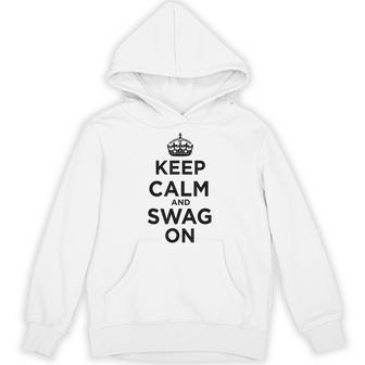 Keep Calm And Swag On Pink Heather Hoodie - Thegiftio UK