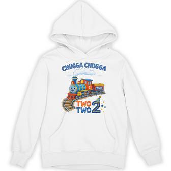 Kids Toddler Boy Chugga Chugga Two Two Baby 2Nd Birthday Train Hoodie - Thegiftio UK