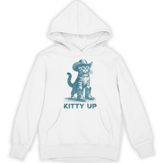 Kitty Up Vintage Country Music Cat Lover Cowboy Cat Hoodie - Thegiftio UK