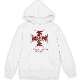 Knights Templar Crusader Cross Vintage Distressed Hoodie - Thegiftio UK