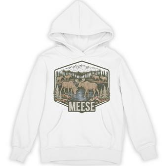 Meese Moose Humor Humorous Camping Wildlife Outdoor Nature Hoodie - Thegiftio UK