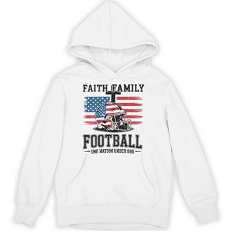 Men's Patriotic Football Faith Family Football American Flag Hoodie - Thegiftio UK
