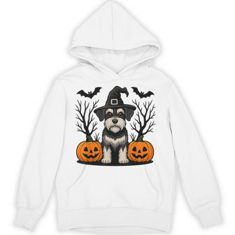 Miniature Schnauzer Witch Hat Halloween Spooky Bats Pumpkins Hoodie - Thegiftio UK