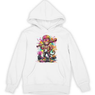 Monkey Baseball Drip Animal Party Sport Cool Graphic Hoodie | Seseable UK
