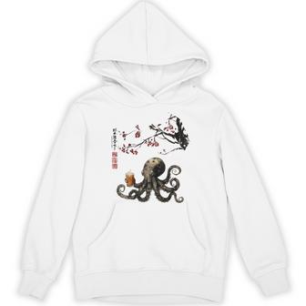 Octopus Drinking Tea Under The Cherry Tree Hoodie - Thegiftio UK