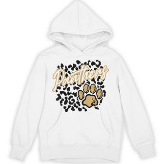 Panthers Leopard Print Paw Gold Panther Pride School Spirit Hoodie - Thegiftio UK