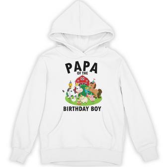 Papa Of The Birthday Boy Farm Animals Farm Theme Party Hoodie - Thegiftio UK