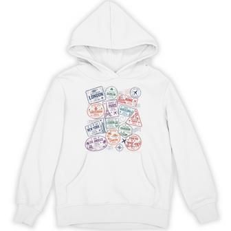 Passport Stamps Travel Adventure World Traveler Vacation Hoodie - Thegiftio UK