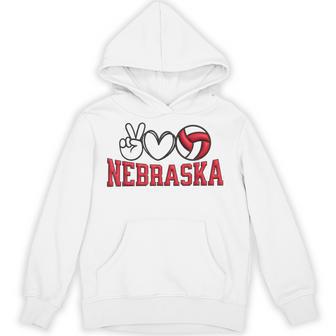 Peace Love Volleyball Bold Nebraska Hoodie - Thegiftio UK