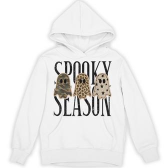 Retro Patchwork Ghosts Camo Leopard Halloween Spooky Season Hoodie - Thegiftio UK