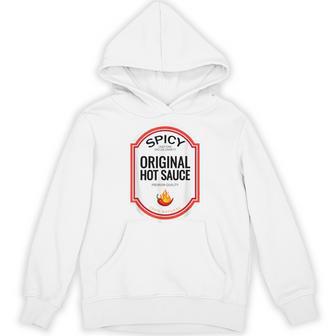 Spicy Original Hot Sauce Halloween Chili Costume Label Hoodie - Thegiftio UK