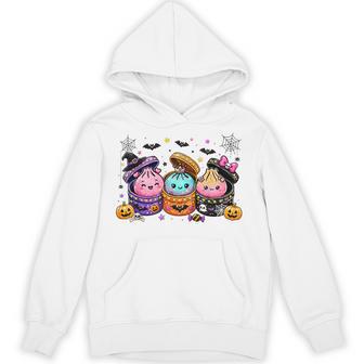 Spooky Season Trick Or Treat Ghost Dumpling Halloween Retro Hoodie - Thegiftio UK
