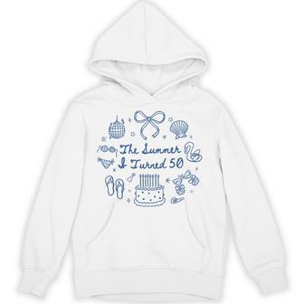 Summer I Turned 50 Seashell Coastal Beach Vacation 50Th Bday Hoodie - Thegiftio UK