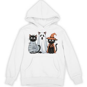 Vintage Halloween Mummy Ghost Witch Cat Black Cats Pumpkin Hoodie - Thegiftio UK