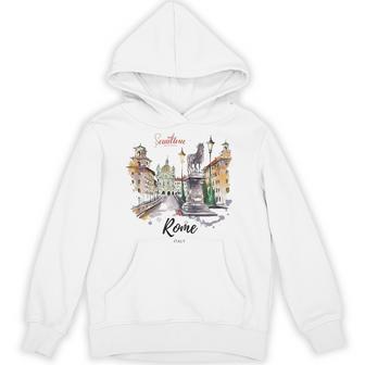 Vintage Rome Italy Watercolor Travel Illustration Souvenir Hoodie - Thegiftio UK