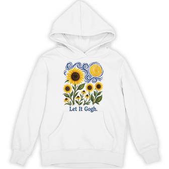 Women's Let It Gogh Artist Van Gogh Sunflowers Starry Night Hoodie - Thegiftio UK