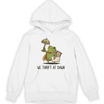 Women's We Thrift At Dawn Frog Thrifting Vintage Hoodie - Thegiftio UK