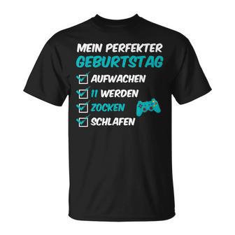 11 Perfekter Geburtstag Zocken 11 Jahre Alt Gamer Jungen T-Shirt - Geschenkecke