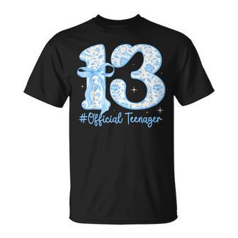 13Th Birthday Girl Floral Coquette Bow 13 Year Old T-Shirt - Monsterry