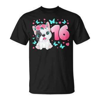 16º Cumpleaños Niña De 16 Años Perro Cachorro Número 16 Camiseta unisex - Regaloses