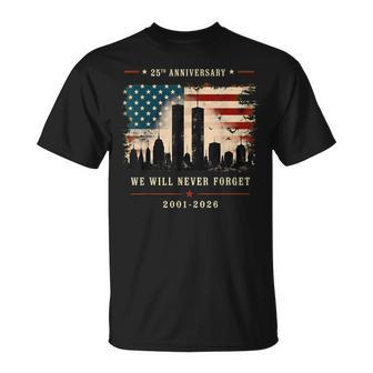 25Th Anniversary September 11 2001 Memorial Day Usa Flag T-Shirt | Seseable UK