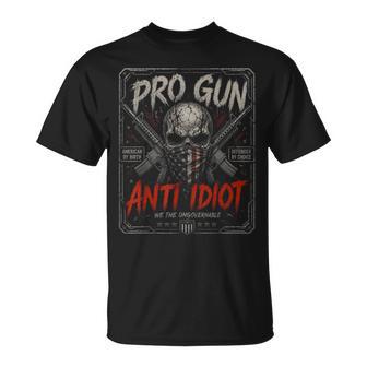 2Nd Amendment Pro Gun Anti Idiot Vintage Usa Flag T-Shirt - Thegiftio UK