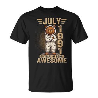 35 Años Julio 1991 Oso De Peluche 35 Cumpleaños Camiseta unisex - Regaloses