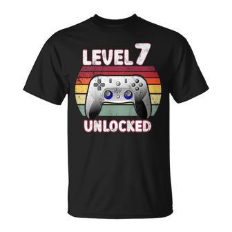 7º Cumpleaños Niño Nivel 7 Desbloqueado 7 Años Cumpleaños Jugador Camiseta unisex - Regaloses