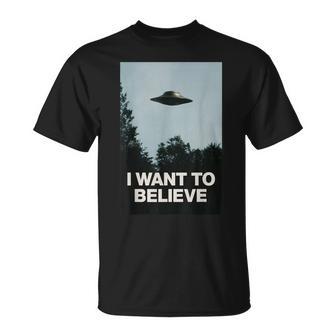 Alien Ufo Bekleidung I Want To Believe T-Shirt - Geschenkecke