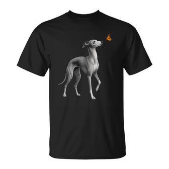 Amante De Perros Mariposa Galgo Italiano Cuello Camiseta unisex - Regaloses