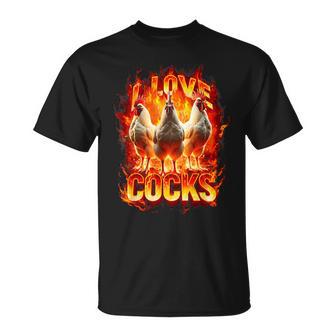 Amo Las Pollas Granja De Fuego Animales Gallos Meme Amantes De Pollos Camiseta unisex - Regaloses